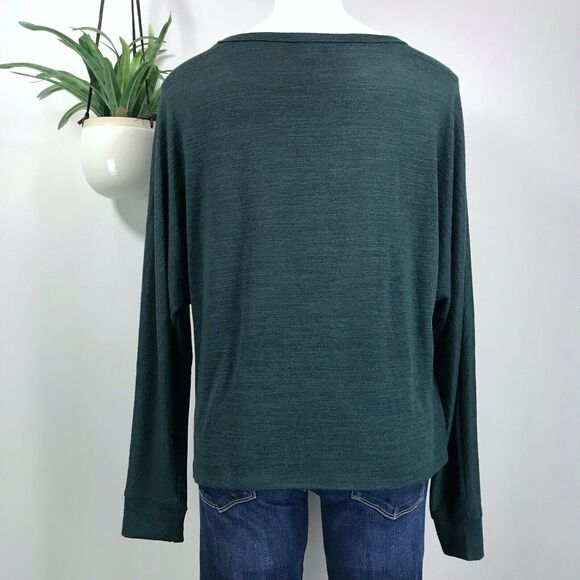 M Magaschoni Dolman Sleeve Thin Knit Sweater Top Green Bateau Pullover Size L - Picture 5 of 9